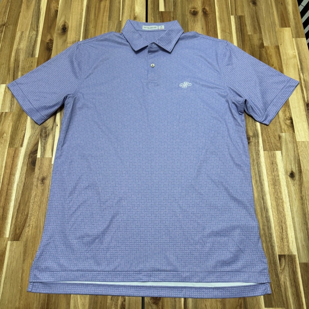 Peter Millar Polo Shirt Mens M Featherweight UPF 50+ Purple Geometric Golf